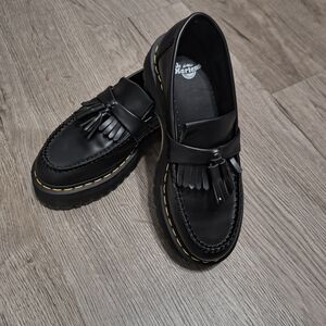 Dr. Martens Black Leather Fringe Loafers